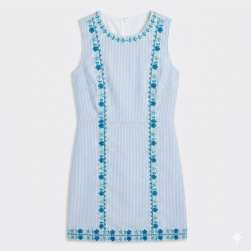 Vineyard Vines Blue White Striped Embroidered Shift Dress Size 6 - CJ - Picture 10 of 10